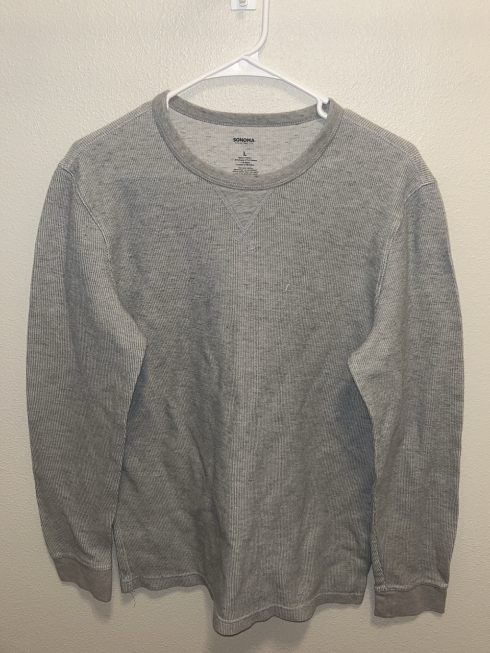 Sonoma Men's Long Sleeve Thermal Crew Neck Shirt - Gray